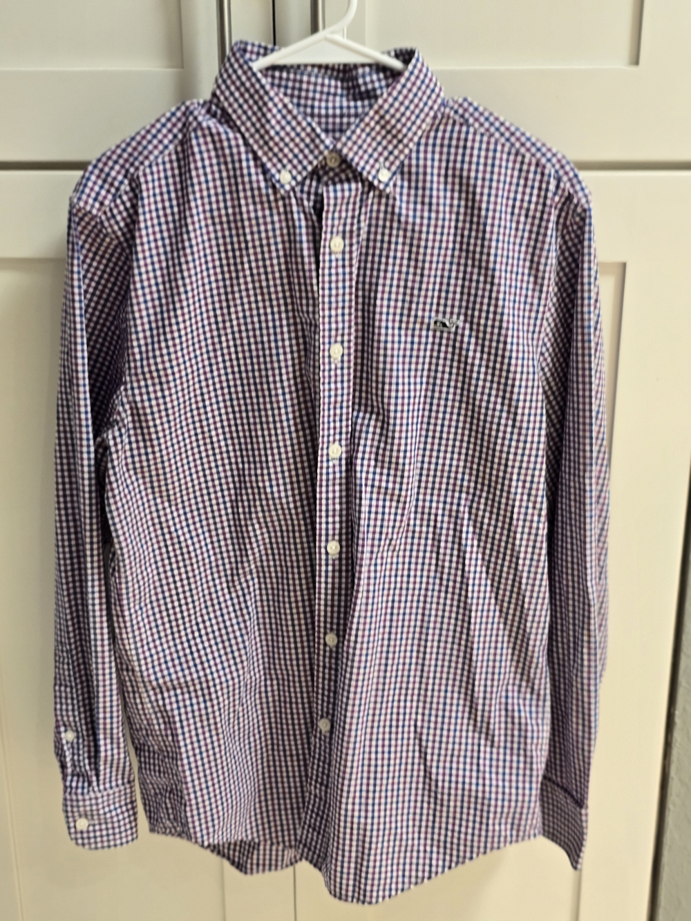 Vineyard Vines Whale Shirt Mens Button Down Shirt Medium Blue Long Sleeve Plaid